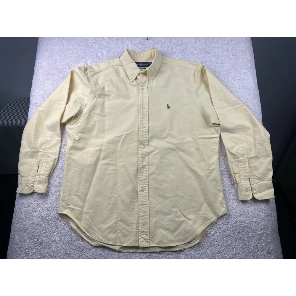 Polo Ralph Lauren Shirt Men's 16.5 34/35 Yardmouth Flesh Pony Yellow Button Down
